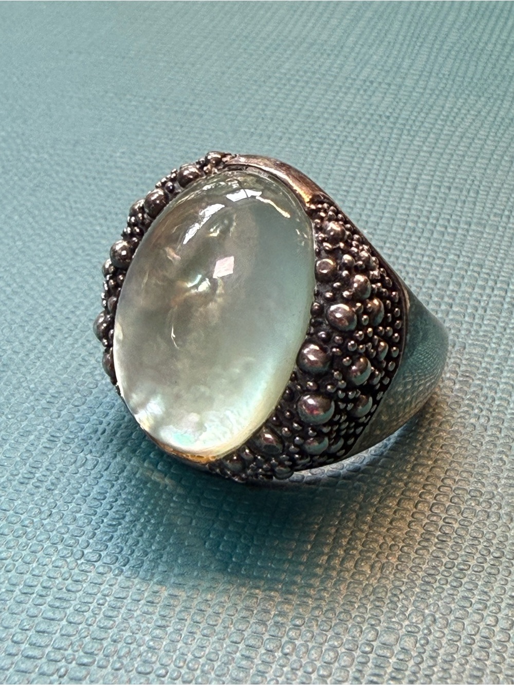 Michael Dawkins Sterling Silver 925 Mint Quartz MOP Doublet Starry Night Ring - Picture 5 of 12